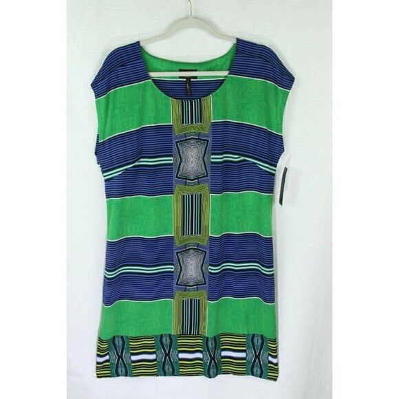 Laundry By Shelly Segal L Dress Green Blue Striped Womens - Picture 1 of 6